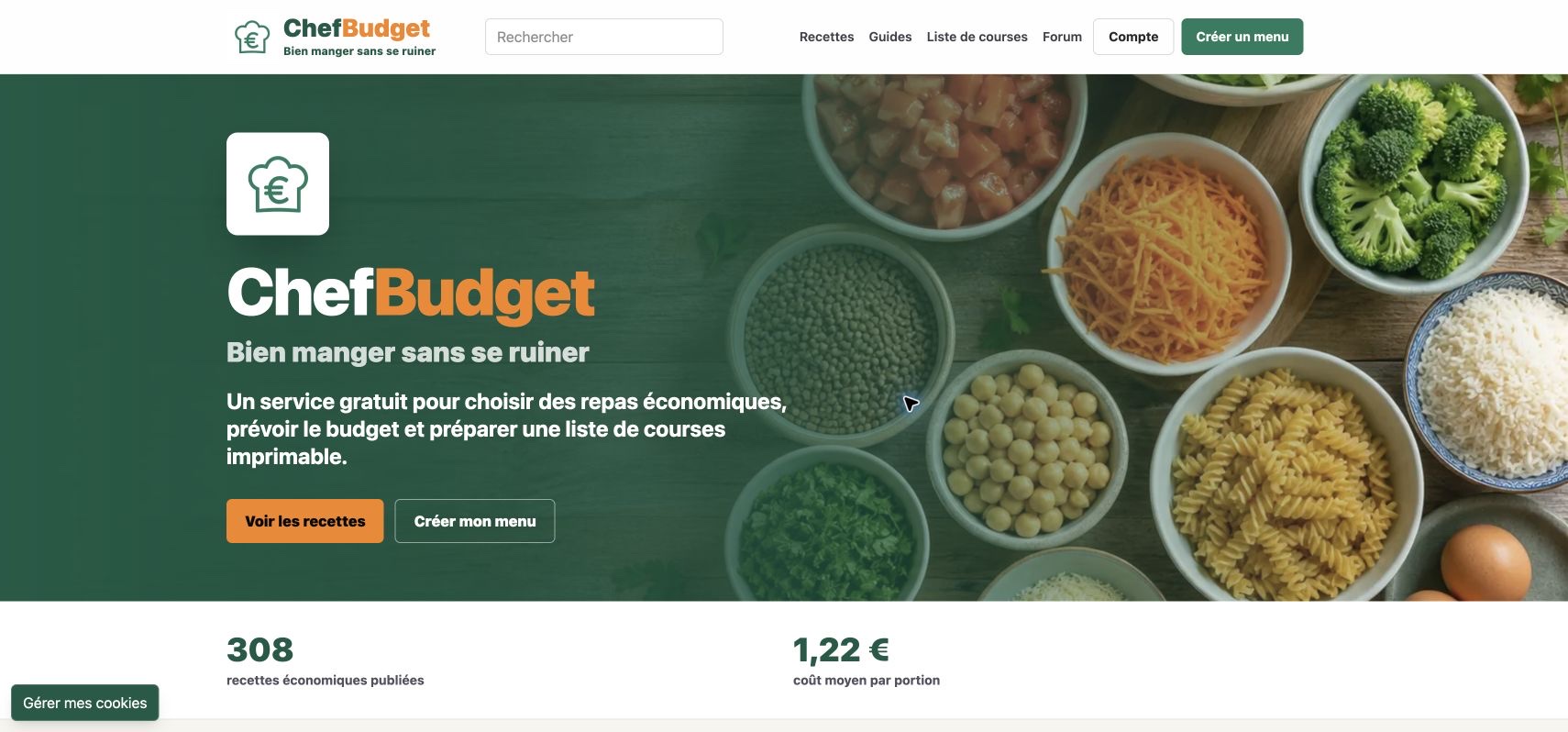 ChefBudget, application de recettes économiques et de menus